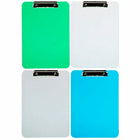 JAM Paper Standard Plastic Clipboard - Assorted Colors - 4 Pack-Our clipboards feature a durable metal clip for securing papers that has a sturdy long-lasting spring.