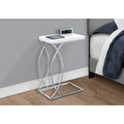Monarch Specialties 3184 Accent Table - Glossy White With Chrome Metal-Versatile to use as a snack table or as an end table