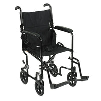 Drive Medical Lightweight Transport Wheelchair, Black, 19" Seat Width-Black, Aluminum