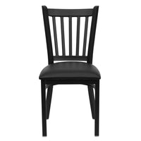 Flash Furniture HERCULES Series Black Vertical Back Metal Restaurant Chair - Black Vinyl Seat - 2 Pack-Set of 2 Metal Dining Chairs