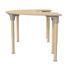 Flash Furniture Bright Beginnings 59" Commercial Grade Wooden Half Circle Adjustable Height Classroom Activity Table - Beech-Powder Coated Metal Legs Adjust in 1" Increments from 15"H - 23"H