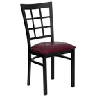 Flash Furniture HERCULES Series Black Window Back Metal Restaurant Chair - Burgundy Vinyl Seat-500 lb. Weight Capacity