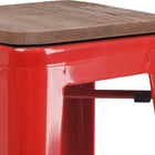 Flash Furniture 30" High Backless Metal Barstool with Square Wood Seat - Red-500 lb. Weight Capacity