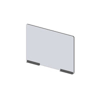 Mark Maker Modular Sneeze Guard Front - 1/4" Clear Acrylic with 30" W x 23.5" H panel - two 8" bottom rails - no pass through-Attach modular panel sides to extend the length of your divider using Plastic Living Hinges (Flex Hinges).