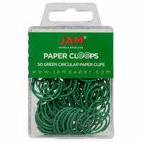 JAM Paper Colored Circular Paper Clips - Green - 2 Packs of 50-Color: Green