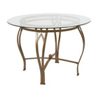 Flash Furniture Syracuse 42" Round Glass Dining Table with Matte Gold Metal Frame-Clear Tempered Glass Surface