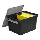 Staples Letter/Legal File Tote with Locking Handles, 35L, Black-Versatile design accommodates both letter- and legal-size folders