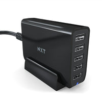 NXT Technologies 5 Port USB Charging Station - Black-Five USB outlet charging station is great for office work stations requiring extended reach and extra outlets
