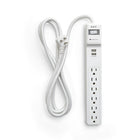 NXT Technologies NX54315-CA NX54315, 6-Outlet 2 USB Surge Protector, 6ft, 900 Joules, White-6 standard outlets with 2 USB-A ports (2.4Amp)