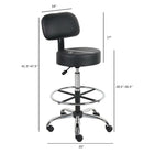 Nicer Interior Medical Salon Drafting Chair - Black-Dimensions: 25" W x 25" D x 41-47" H