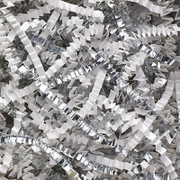 Sizzle Crinkle Paper, White and Iridescent, 2 lb. Box-Crinkle paper is great to use in gift boxes and baskets with unique zig-zag strips add color and texture to packaging.
