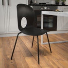 Flash Furniture HERCULES Series Designer Black Plastic Stack Chair with Black Frame-Limited Lifetime Warranty on Frame