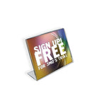 Azar Displays 2.5" x 3.5" Horizontal Slanted L-Shape Acrylic Sign Holder, 10 Pack (112740)-Plastic sign holder features slant back design that highlights important information