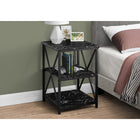 Monarch Specialties 3595 Accent Table - 26"H/Black Marble/Black Metal-Slender yet sturdy black metal base has an X-shaped design on the sides for a decorative touch