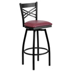 Flash Furniture HERCULES Series Black "X" Back Swivel Metal Barstool - Burgundy-500 lb. Weight Capacity