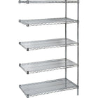 Kleton Heavy-Duty Chromate Wire Shelving, Add-On Kit, 5 Tiers, 36" W x 74" H x 18" D-Depth: 18"