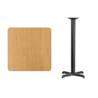 Flash Furniture 30" Square Natural Laminate Table Top with 22" x 22" Bar Height Table Base-Natural Laminate Top