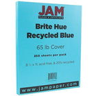 JAM Paper Bright Colour Cardstock, 8.5 x 11, 65lb Blue Recycled, 250/ream (101899B)-Blue