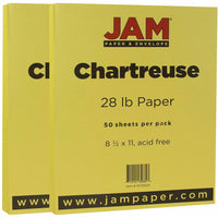 JAM Paper Matte Paper - 8.5" x 11" - 28 lb. Chartreuse - 50 Sheets/Pack-Colour: Chartreuse Yellow | Make your work stand out with premium Coloured paper.