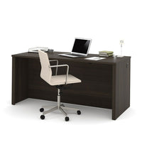 Bestar Embassy 66" Executive Desk, Dark Chocolate (60400-79)-The desk features a durable 1" commercial grade work surface with melamine finish that resist scratches, stains and wear