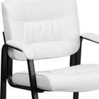 Flash Furniture Leather Executive Side Reception Chair with Black Metal Frame - White-Contoured Cushions