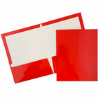 JAM Paper Glossy Two Pocket Presentation Folders, Red, 50 Pack-Red Glossy Presentation Folders