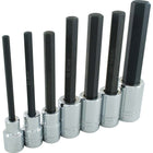 Gray Tools 7 Piece 1/2" Drive, Metric Extra Long Hex Head, Chrome Socket Set, 6mm-19mm-Contains Sizes: 6, 8, 10, 12, 14, 17, 19mm.