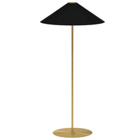 Dainolite Transitional Floor Lamp - 1 Light - Black/Gold Tapered Shade-Aged Brass