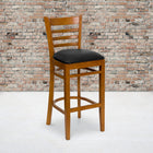 Flash Furniture HERCULES Series Cherry Wood Bar Stools with Back & Padded Seats - 2 Pack-Made from solid European Beech hardwood and mahogany finished construction