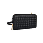 Karla Hanson RFID Blocking Ellie Woven Crossbody Phone Wallet, Black-1 accordion compartment