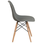 Flash Furniture Elon Series Plastic Chair with Wooden Legs - Moss Grey - 2 Pack-Moss Grey Plastic Finish