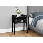 Monarch Specialties 3590 Accent Table - 23"H/Black Marble/Black Metal-Robust, exposed black metal legs include adjustable feet for optimum stability
