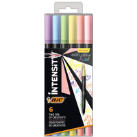 BIC Intensity Dual Tip Felt Flexible Brush Pens - 0.7mm - 6 Pack-0.7 mm fine point 