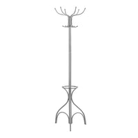 Monarch Specialties 2032 Coat Rack with Umbrella Holder - Silver Metal-Coat Rack