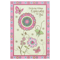 Rosedale 5-1/2" x 8" Birthday Wishes Especially For You Greeting Cards And Envelopes, 12 Pack (15706)-Printed on premium uncoated card stock