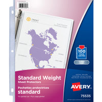 Avery 75535 Standard Weight Sheet Protectors, Fits 8.5" x 11" Sheets, 100-Pack-Sheet Protector