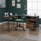 Sauder 57"W Canton Lane L-Desk - Grand Walnut-Cubbyhole storage for desk essentials like laptop, sticky notes, and more.
