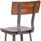Flash Furniture Flint Series Rustic Walnut Restaurant Barstool with Wood Seat & Back and Grey Powder Coat Frame-Welded Joint Assembly