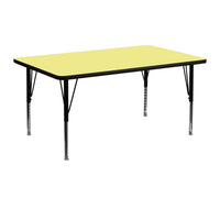 Flash Furniture 24"W x 48"L Rectangular Yellow Thermal Laminate Activity Table - Height Adjustable Short Legs-Popular Rectangular Activity Table