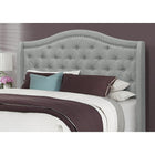 Monarch Specialties 5966Q Queen Size Bed - Grey Linen With Chrome Trim-Classic style with chrome nailhead trim and cushioned diamond tufting for a luxurious look