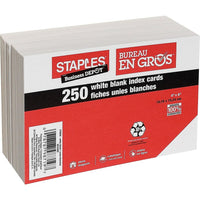 Staples White Blank Index Cards - 4" x 6"-Durable and economical