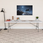 Flash Furniture 30"W x 96"L Granite White Plastic Folding Table-Waterproof, Impact and Stain Resistant Top