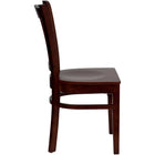 Flash Furniture HERCULES Series Vertical Slat Back Mahogany Wood Restaurant Chair - 2 Pack-.625" Thick Beechwood Seat