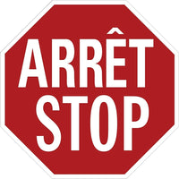 SCN Industrial "Arret/Stop" Traffic Sign, 18" x 18", Aluminum, Bilingual With Pictogram-Display Type Bolt-On