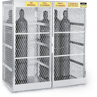 Justrite Aluminum LPG Cylinder Locker Storage, 60" x 65" x 32", 187Lb-Sloped roof design sheds water and ice to the rear