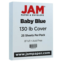 JAM Paper Matte Cardstock, 8.5" x 11", 130 lb. Baby Blue, 25 Pack (296131623)-Baby Blue Cardstock/Cover