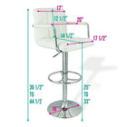 Nicer Furniture Hexagrid Swivel Hydraulic Bar Stool with Arms - White - 2 Pack-Air lift a Adjust seat height range 24" to 32".