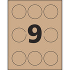 Avery Kraft Brown Laser/Inkjet Permanent Print-to-the-Edge Round Labels, 2-1/2", 225 Pack (22808)-Suitable for both laser and inkjet printers
