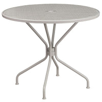 Flash Furniture 35.25" Round Light Grey Indoor-Outdoor Steel Patio Table-Patio Table