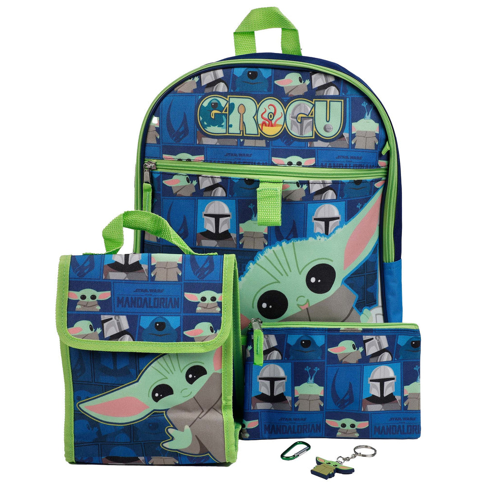 Bioworld Star Wars The Mandalorian Grogu - Set Di 4 Zaini E Accessori: Borsa Termica, Borraccia E Portaoggetti